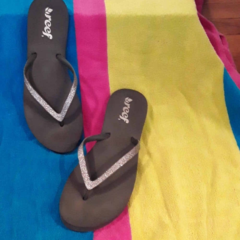 Silver flip flops